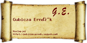Gubicza Ernák névjegykártya